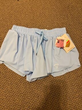 Light Blue Women's Athletic Shorts with Drawstring